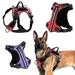 No-pull Dog Pet Training Harness with 2 Handle & Free 5 PCS Tag/patches Easy Control Soft Oxford Padded Outdoor Walking Service Reflective Vest for Medium Large Dogs Blue