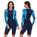 Women Long Sleeve Swimsuit 1-Piece Rash Guard UV Protection Surfing Swimwear