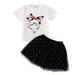 Rovga Girls Outfit Set Short Sleeve Cartoon Printed T Shirt Tops Net Yarn Short Skirts Kids Outfits For 5-6 Years