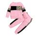 Toddler Girl 2 Piece Outfits Leopard Print Long Sleeve Pullover Sweatshirt Pants Set Casual Winter Fall Clothes Sweatsuit