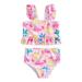 Thaisu Toddler Kids Baby Girls Swimsuit Ruffle Sleeve Swimwear Bikini Swimming Bathing Suit Beach Outfits