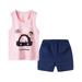 B91xZ Boy Outfits Kids Girls Boys 2 Piece Sleepwear Sleeveless T Shirt Shorts Pajama Loungewear Set Pj Pink Size 5-6 Years