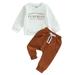 JYYYBF Kids Baby Boys Outfits Set Long Sleeve Letters Print Sweatshirt with Sweatpants Halloween Clothes Suit