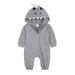 Taqqpue Newborn Toddler Baby Boy Girl Hooded Romper Unisex Infants Cotton Cartoon Shark Zipper Jumpsuits Solid Onesie Outfits Baby Boy Clothes Size 0-24M