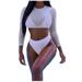 Royallove Womens Sexy High Waist Rash Guard Swimwear Long Sleeve 3PCS Swimsuit swimsuit coverup for women