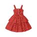 B91xZ Girls formal Dresses Girl s Cute Love Polka Dots Strap Summer Dress for Casual Floral Sundress Girls Clothes Outfit Red Sizes 5-6 Years