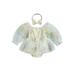 Infant Baby Girls Princess Romper Dress Floral Embroidery Puff Long Sleeves Mesh Romper Dresses and Headband for Cake Smash Outfits Party