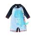 woshilaocai Kids Toddler Boy Girl Swimsuit Onepiece Short Sleeve Dinosaur Print Bathing Suit Rash Guard Swimwear Beachwear Sunsuit Tankini 1-6T