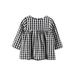 Qtinghua Toddler Baby Girls Fall Dress Long Sleeve Round Neck Plaids Print Dress Clothes Black 3-4 Years