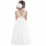 Clearance Princess Girls Dress for Wedding Birthday Party Children Baby Girls Middle-aged Sleeveless Backless Embroidery Flower Bow Sundress Mesh Dress Gauze Dress for 14-15 YearsWhite