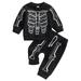 JYYYBF Kids Baby Boys Girls Halloween Outfits Set Long Sleeve Skeleton Print Tops and Pants Suit Newborn Clothes