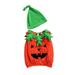 Qtinghua 2Pcs Infant Toddler Baby Boy Girl Halloween Outfits Velvet Pumpkin Sleeveless Romper Bodysuit Dress+Hat Set Orange 2-3 Years