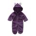 Taqqpue Newborn Baby Boys Girls Hooded Romper Plush Cute Bear Ears Unisex Infants Cotton Button Jumpsuits Onesie Outfits Fall Winter Baby Clothes Size 0-12M