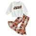 JYYYBF Kids Baby Girl 2Pcs Fall Outfits Long Sleeve Floral Letter Tops and Bell Bottoms Suit Toddler Halloween Clothes