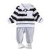 KIMI BEAR Baby Boys Outfits 12 Months Infant Boy Fall Winter Outfits 18 Months Newborn Boy Preppy Chic Stripe Prints Long Sleeve Polo Shirt + Pants 2PCS Set White