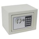 Mini safety box 17E Digital Security Cabinet Safe Box Solid Steel Construction Money Box For Home Office Safety Use with Keypad and Override Key without Battery (White)