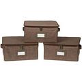 Keepsakes - Zip-Top Storage Box - Duty Polyester- Reinforced - Stackable Design - Indoor Storage-Brown Heather