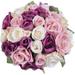 Artiflr Artificial Flowers Rose Bouquet 2 Pack Fake Flowers Silk Plastic Artificial White Roses 18 Heads Bridal Wedding Bouquet For Home Garden Party Wedding Decoration (White)