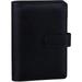 PU Leather Notebook Binder Cover A6 Notebook Binder Loose Leaf Personal Organizer Binder Cover Refillable 6 Round Ring Binder Set with Magnetic Buckle Closure - Black