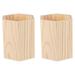 Hemoton 2 Pcs Single Compartments Wooden Container Pen Holder Office Organizer Unfinished Solid Color Case Pot for Home Office DIY Graffiti (Hexagon Tube)