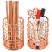 2 Pack Pen Holder for Desk Premium Mesh Metal Pencil Holder Pen Cup Marker Holder Makeup Brush Holders Desk Accessories & Workspace Organizers for Home School & Office - Wire-rose Gold