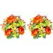 Full Blooming Lily Peony & Hydrangea With Green Foliage Mixed Artificial Flower Bush Yellow/Orange/Beauty/Kiwi Set Of 2 (GPB4307-YW/OR/BT/KW-2)