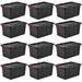 15 Gallon Durable Rugged Industrial Storage Tote With Red Latches And Tie Down Holes For Heavy Duty Storage Black 12 Pack