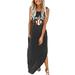 Summer Dress For Women Baseball Mom Gift Tshirt Dresses Graphic Printed Casual Maxi Dress Long Sundress Sleeveless Tunics Dress V Neck Maxi Dress