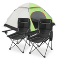 MADOG Set of 3 Pop Up Camping Tent + Chairs 2 Person Dome Tent + 2 Foldable Camping Chairs Combo with Cooler Bag and Cup Holder for Backpacking Hiking Traveling Grey/Green