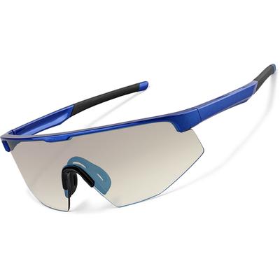 Zenni Sporty Sunglasses Blue With Blue Flash Mirror Plastic Full Rim Frame