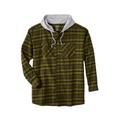 Men's Big & Tall Wrangler® hooded flannel plaid shirt by Wrangler in Olive Black (Size 3XL)