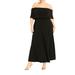 Plus Size Women's Off The Shoulder Knit Maxi Dress by ELOQUII in Black Onyx (Size 22)