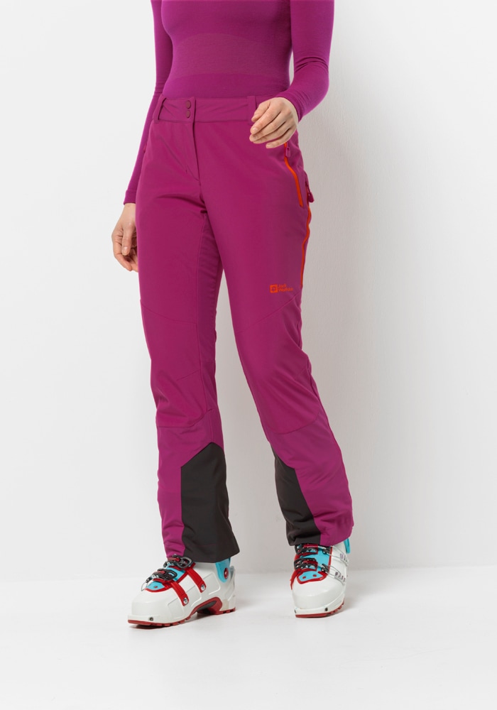 Skihose JACK WOLFSKIN "ALPSPITZE TOUR PANTS W", Damen, Gr. 38, Normalgrößen, pink (new, magenta), 1. OBERSTOFF 87% POLYESTER, 13% ELASTHAN 1.KONTRAST 90% POLYAMID, 10% ELASTHAN 2.KONTRAST 100% POLYAMID 1.FUTTER 100% POLYESTER 2.FUTTER 75% POLYAMID,...