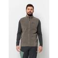 Fleeceweste JACK WOLFSKIN "WALDSTEIG FZ VEST M" Gr. S (48), braun (cold, coffee) Herren Westen Fleecewesten