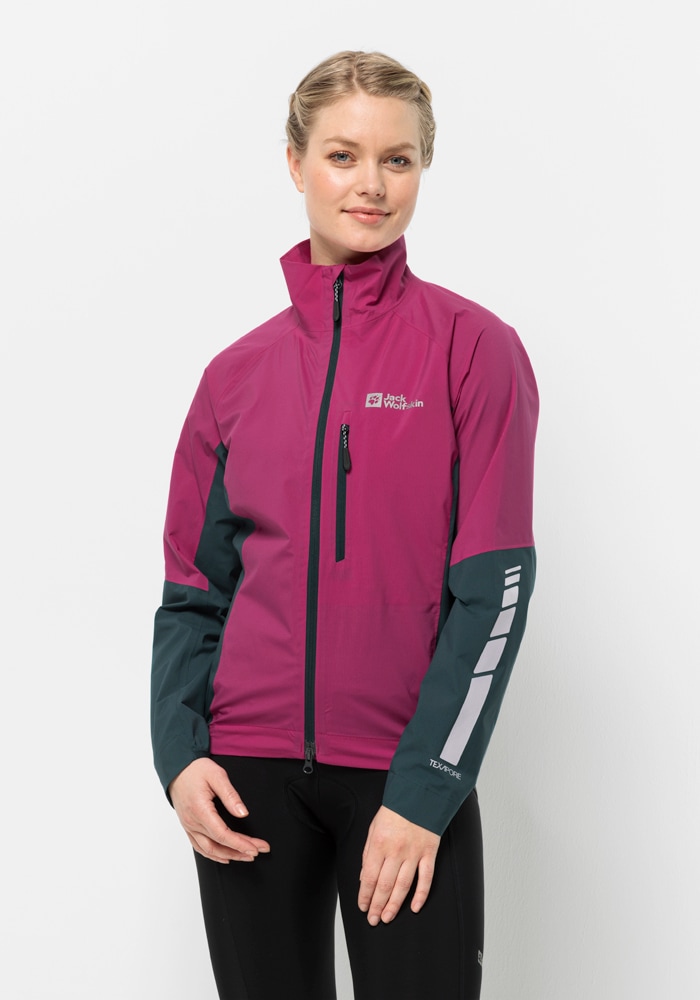 Fahrradjacke JACK WOLFSKIN "MOROBBIA 2.5L JKT W", Damen, Gr. S (36), pink (new, magenta), OBERSTOFF 100% POLYESTER FUTTER 100% POLYESTER, Jacken Image