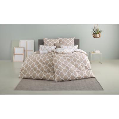 Wendebettwäsche HOME AFFAIRE "Alba in Gr. 135x200 oder 155x220 cm", beige (beige, weiß), B/L: 200cm x 200cm, 2 St., Biber, B/L: 80cm x 80cm & 80cm x 80cm, Biber, Obermaterial: 100% Baumwolle, Bettwäsche, Bettwäsche mit Wendeoptik, in verschiedenen... Image