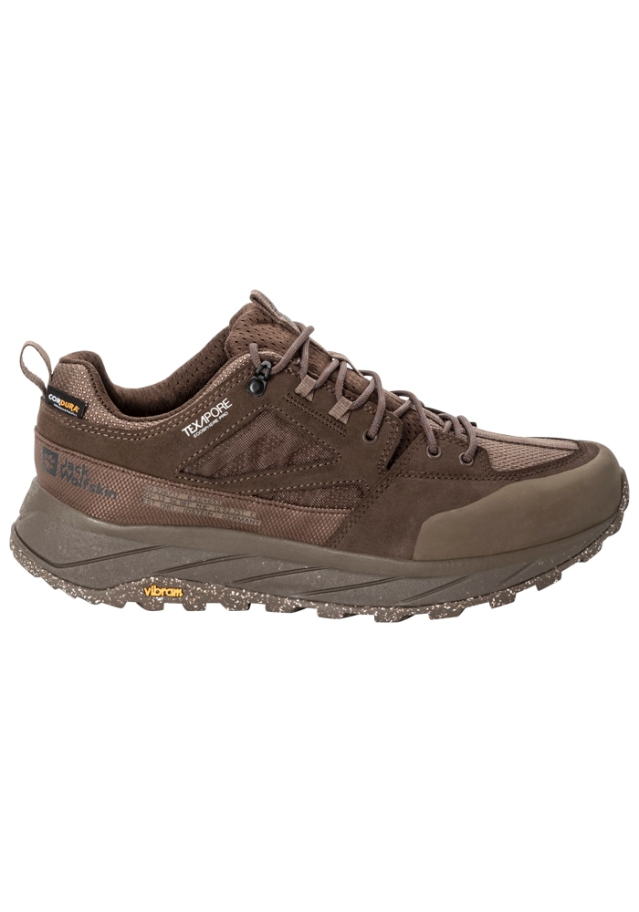 Wanderschuh JACK WOLFSKIN "TERRAQUEST TEXAPORE LOW M", Herren, Gr. UK6-EU395, Normalschaft, braun (bear), Obermaterial:Leather / Futter: Textile TEXAPORE ECOSPHERE PRO / Sohle: Rubber / EVA, Schuhe Wanderschuh
