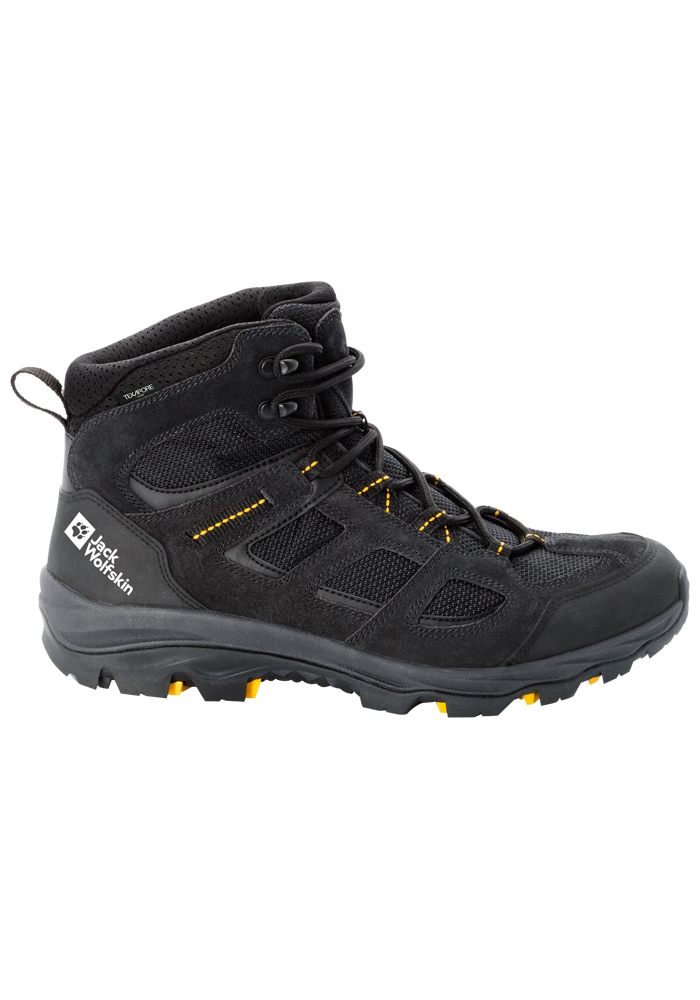 Wanderschuh JACK WOLFSKIN "VOJO 3 TEXAPORE MID M", Herren, Gr. UK75-EU41, Normalschaft, gelb (schwarz, burly, gelb, xt), Main Material Second Material 100% Polyamide Lining Sole 100% Rubber/ EVA, Schuhe Wanderschuh