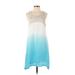 Sand & Spirit Casual Dress - Mini Scoop Neck Sleeveless: Blue Ombre Dresses - Women's Size Small