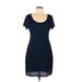 Isaac Mizrahi Casual Dress - Sheath Scoop Neck Short sleeves: Blue Print Dresses - Women's Size Large
