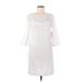 Laundry Casual Dress - Shift Scoop Neck 3/4 sleeves: White Solid Dresses - New - Women's Size 8