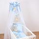 Baby Comfort 80x70 cm Duvet Cover Pillowcase and Canopy Mosquito Net Bedding Set for Crib (Ladders Blue)