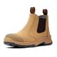 KAM-LITE Work Shoes Men's Safety Shoes Non-Slip Steel Toe Cap Waterproof Breathable Work Boots Leather, wheat, 11.5 UK