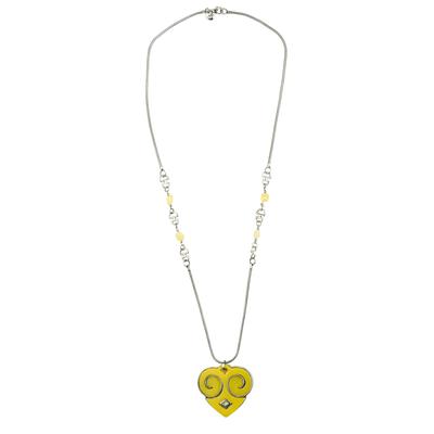 Lange Kette "Utah", Damen, Gr. one size, Metall, gelb, COLLEZIONE ALESSANDRO, Basic, Halsketten, Herzanhänger mit Kunstharzeinlage Image