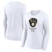 Women's Fanatics Branded White Milwaukee Brewers Lightweight Fitted Long Sleeve T-Shirt