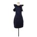 Aidan by Aidan Mattox Casual Dress - Sheath: Blue Jacquard Dresses - Women's Size 4