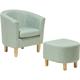 Classic Fabric Tub Chair with Footstool Green Fabric Armchair Living Room Holden - Green