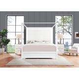 Willa Arlo™ Interiors Tottenham 3PC Canopy Bed Set Upholstered, Metal in White | 78.5 H x 78 W x 85 D in | Wayfair 41A716E19D4646B3B1C176D1B70F423B