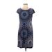 Karin Stevens Casual Dress - Shift: Blue Paisley Dresses - Women's Size Medium