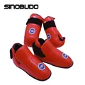 SINOBUDO ITF Taekwondo PU Leather Red/Blue Gloves Foot Guard Martial Arts Karate Training Ankle